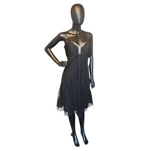 Black Chiffon Spaghetti Strap Party/Cocktail Dress NWOT - Da Vinci